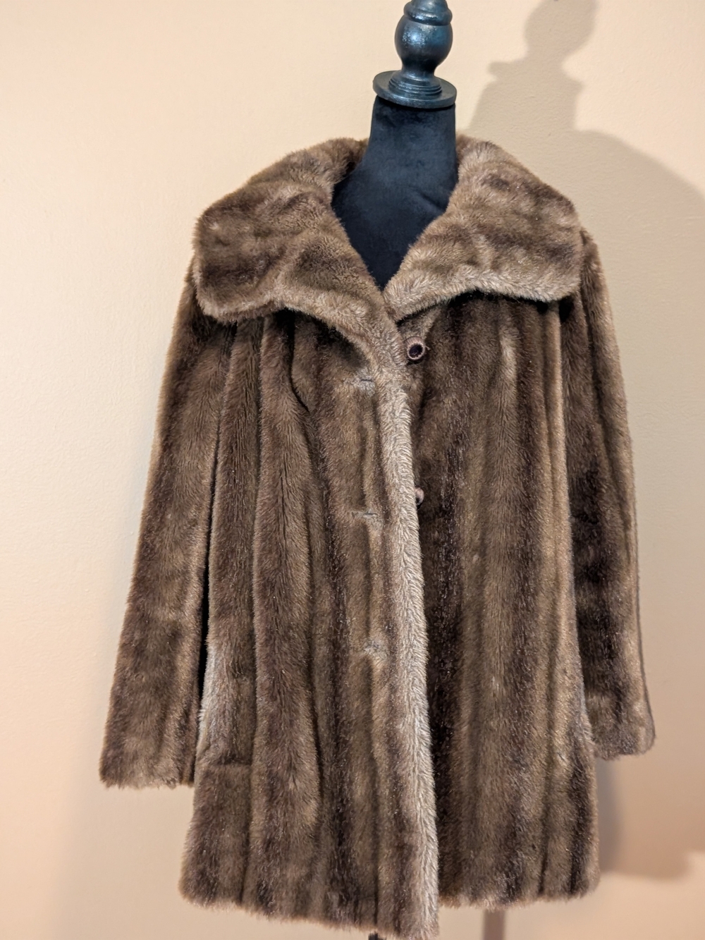 Vintage 70's Grandella II Sportstowne Faux Mink Swing Coat.